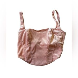 Fashion Nova light pink velour zip up back crop top size medium